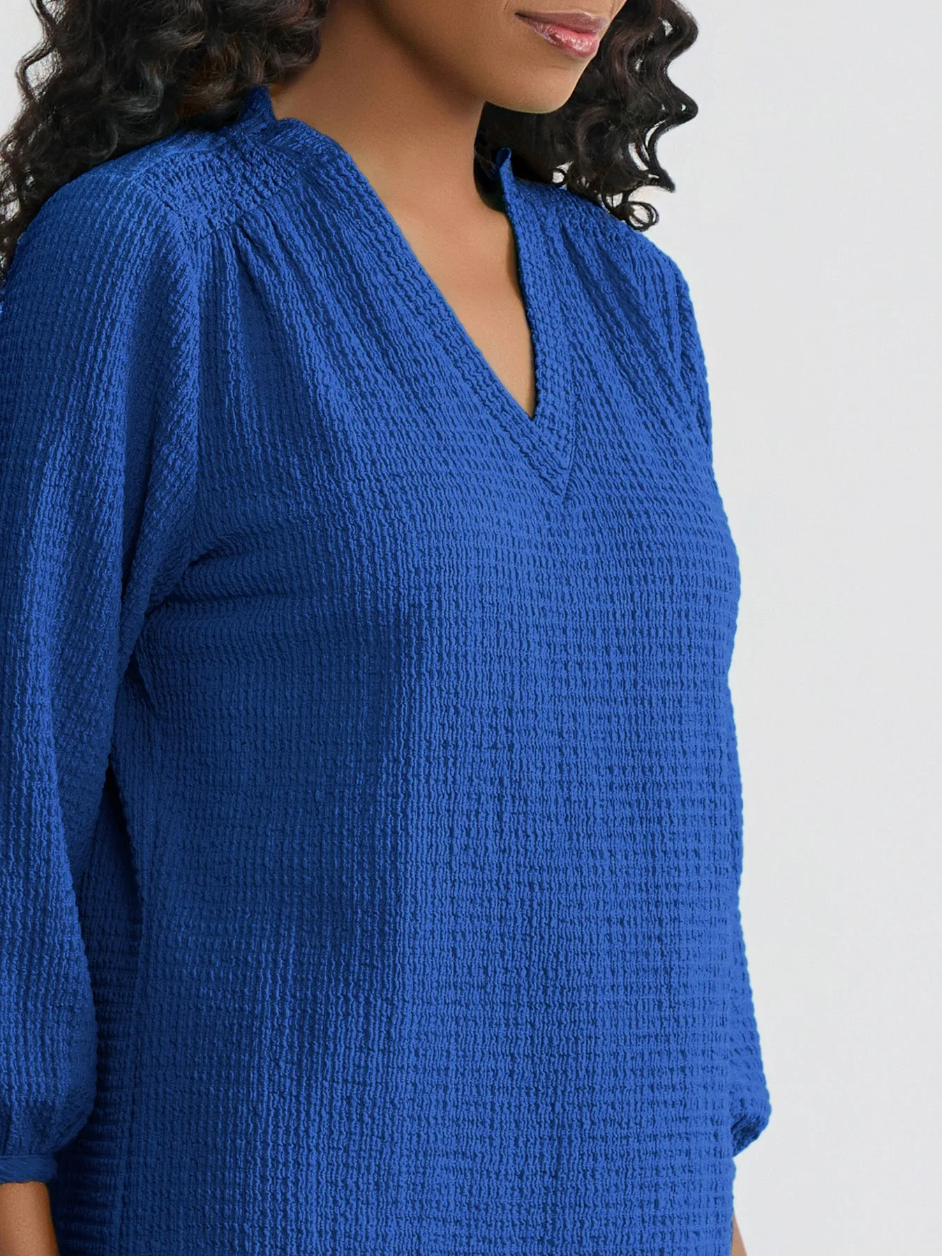 V-Neck Smocked Shoulder Blouse sold by Jones New York product image thumbnail 3