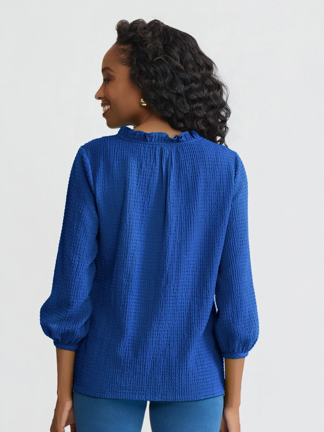 V-Neck Smocked Shoulder Blouse sold by Jones New York product image thumbnail 4