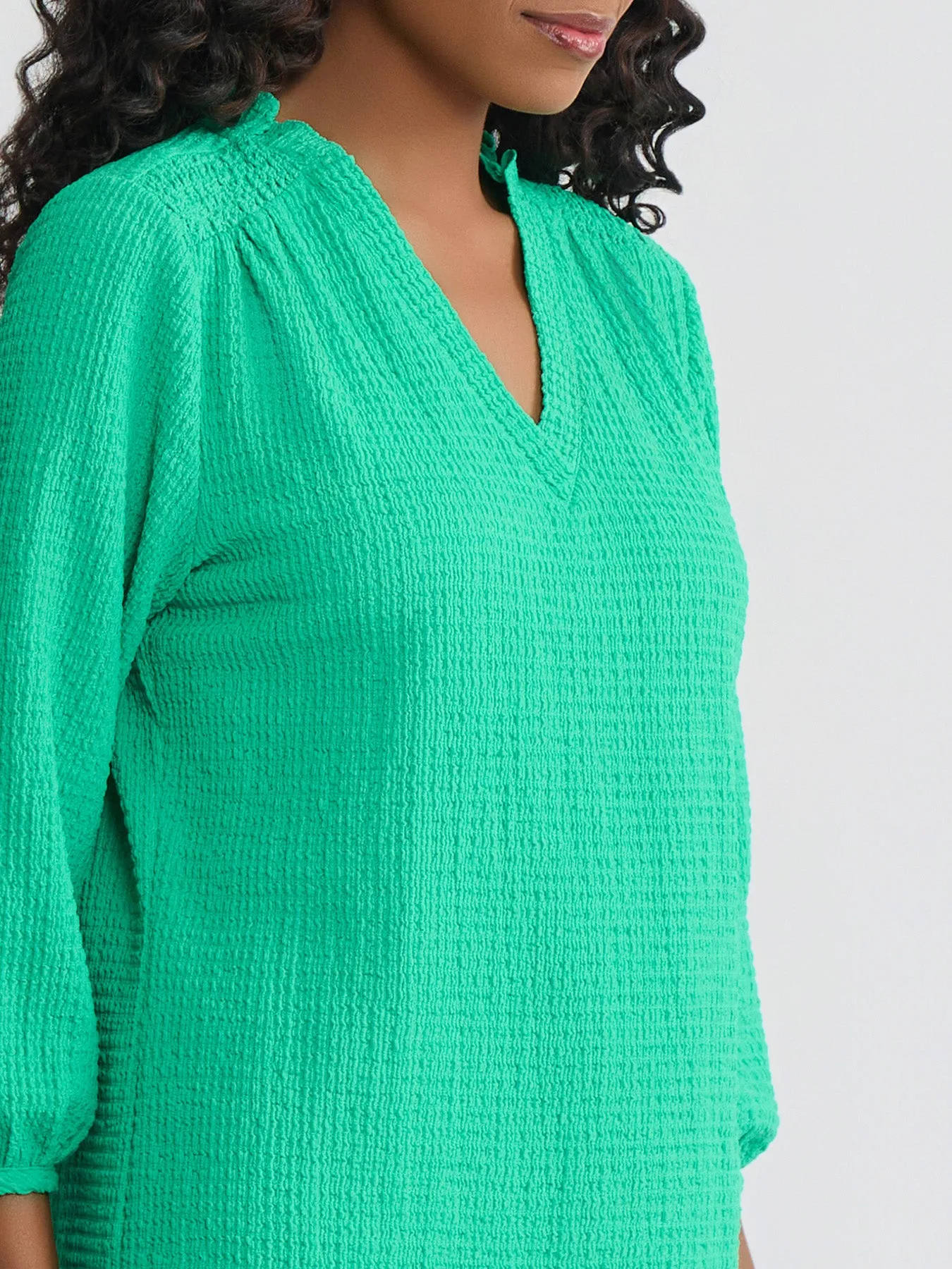V-Neck Smocked Shoulder Blouse sold by Jones New York product image thumbnail 3