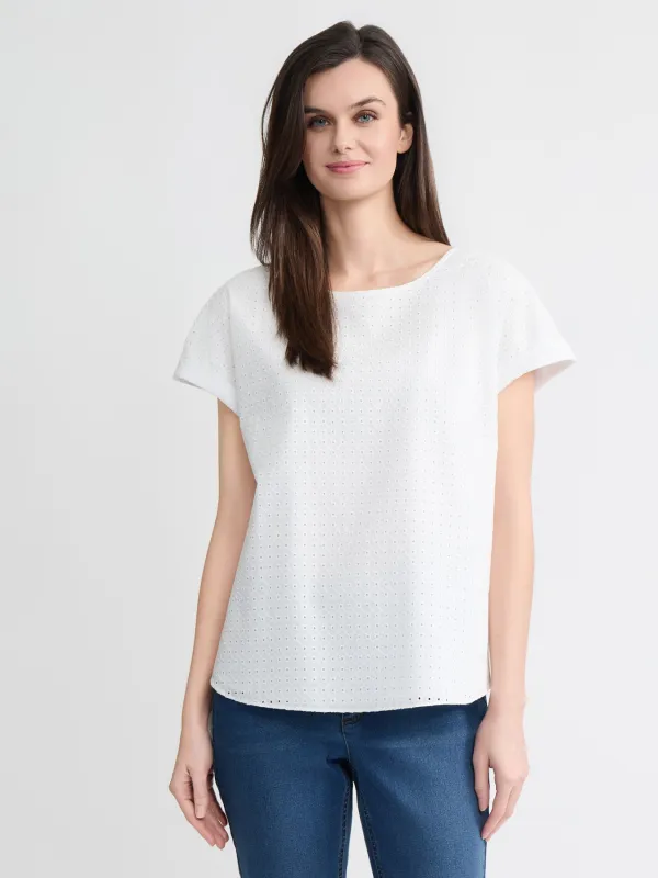 Side Button Blouse, Cotton Eyelet made by Jones New York
