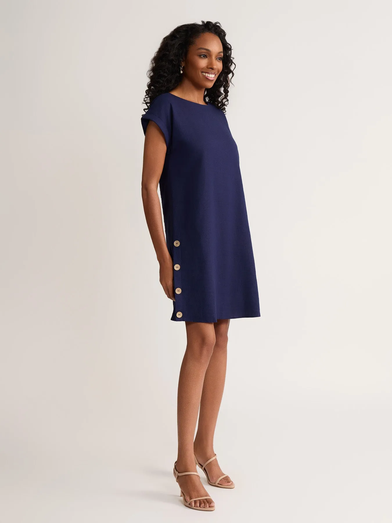 Petite Short Sleeve Swing Dress, Linen Viscose sold by Jones New York product image thumbnail 2