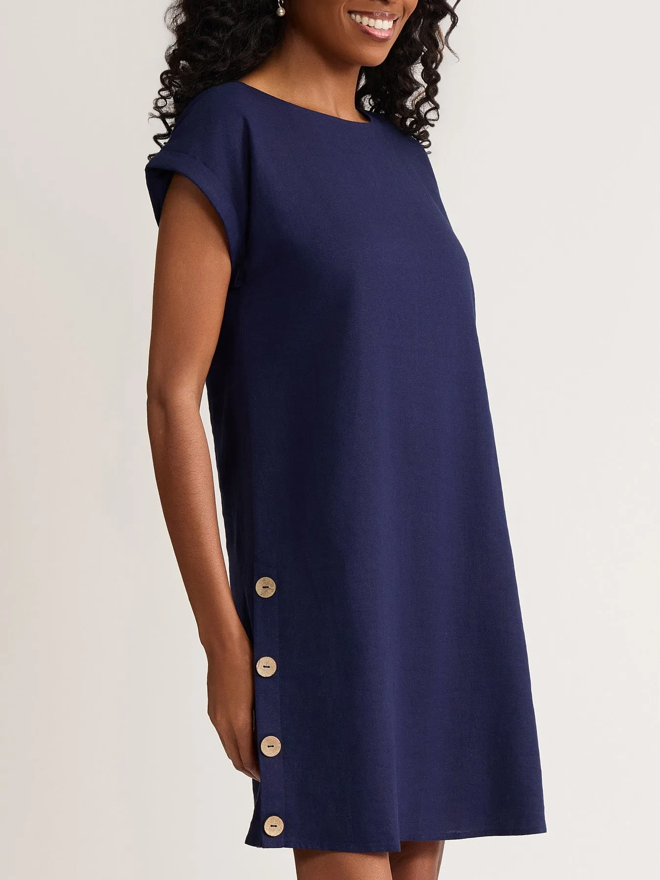 Petite Short Sleeve Swing Dress, Linen Viscose sold by Jones New York product image thumbnail 3