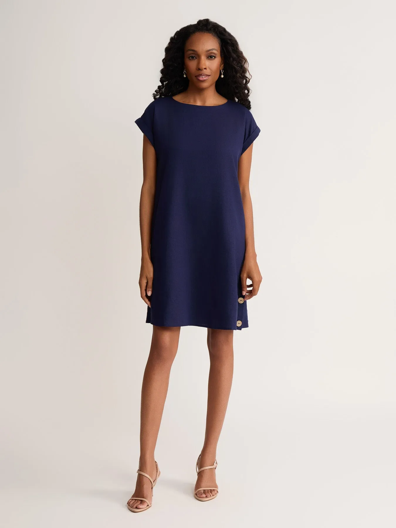 Plus Short Sleeve Swing Dress, Linen Viscose sold by Jones New York