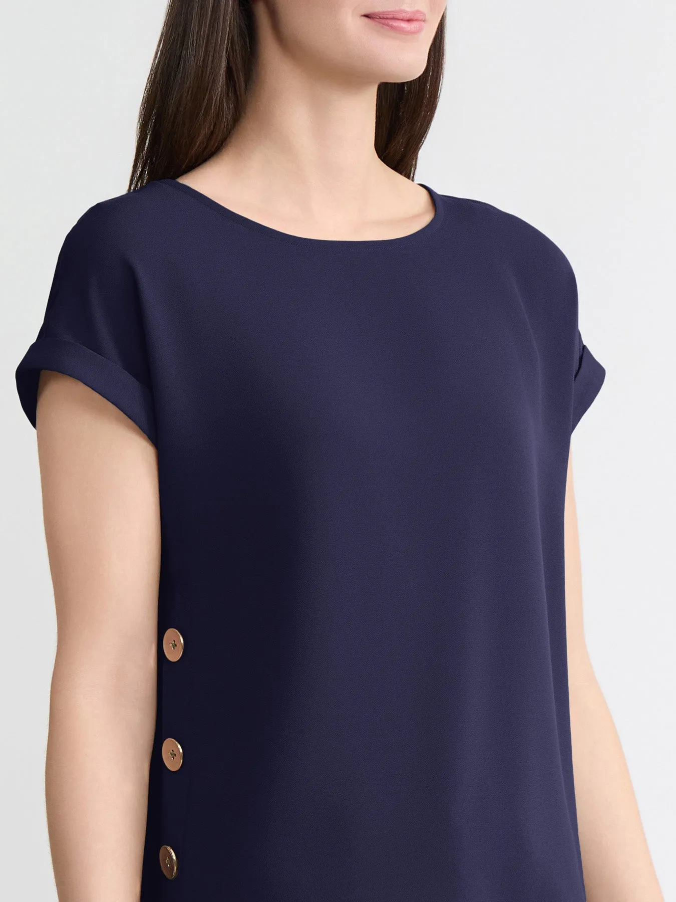 Plus Side Button Blouse, Jasper Crepe sold by Jones New York product image thumbnail 3
