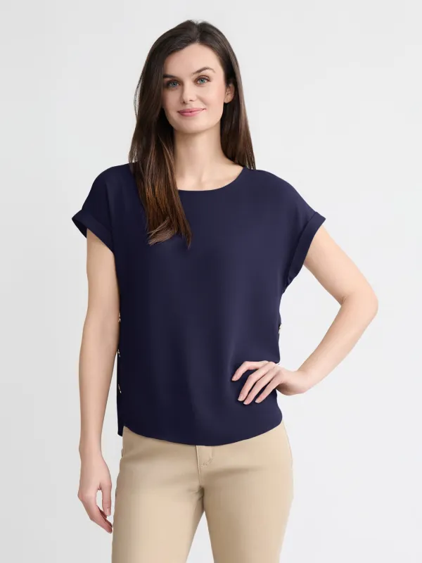 Plus Side Button Blouse, Jasper Crepe made by Jones New York