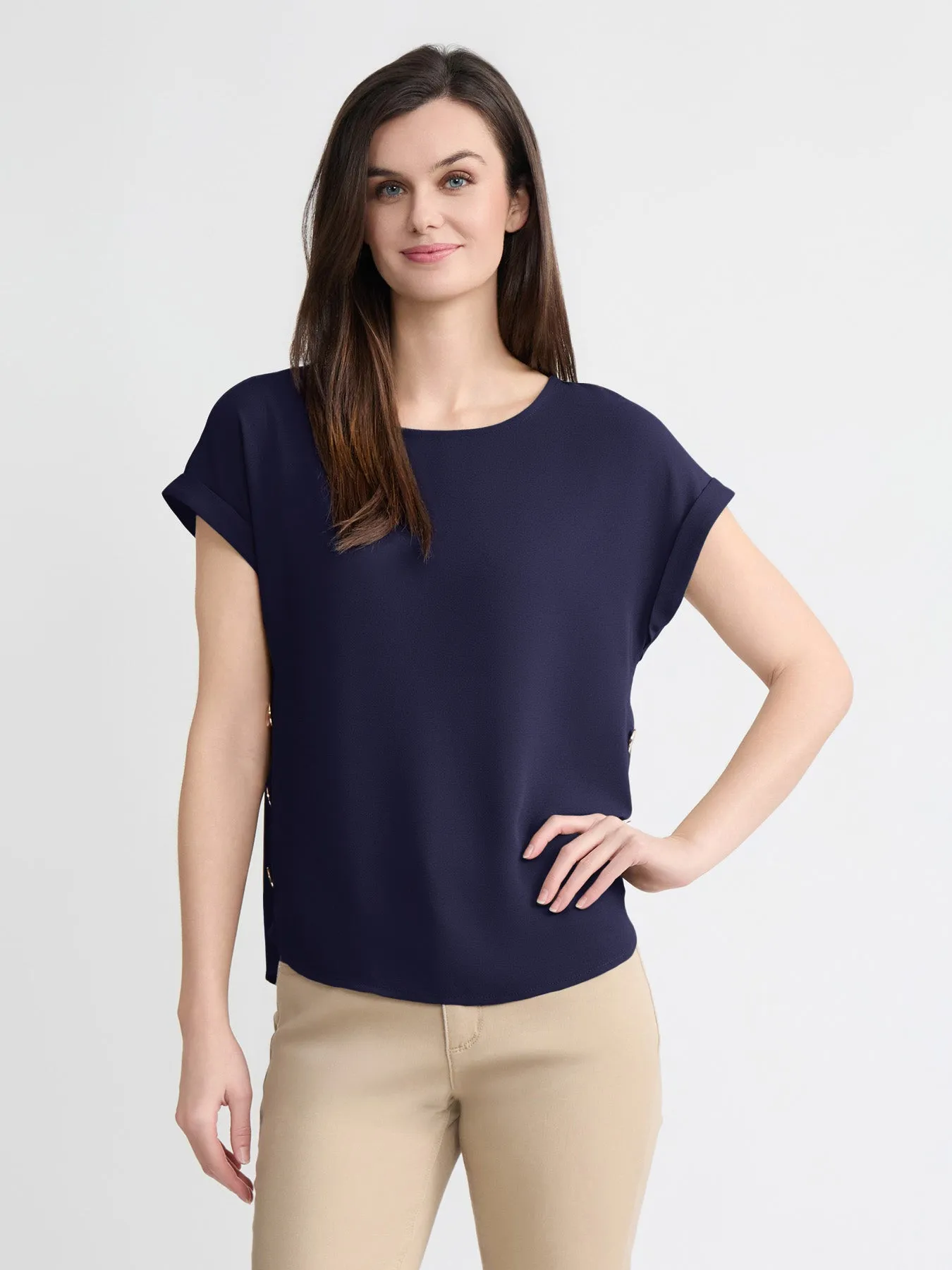 Plus Side Button Blouse, Jasper Crepe sold by Jones New York