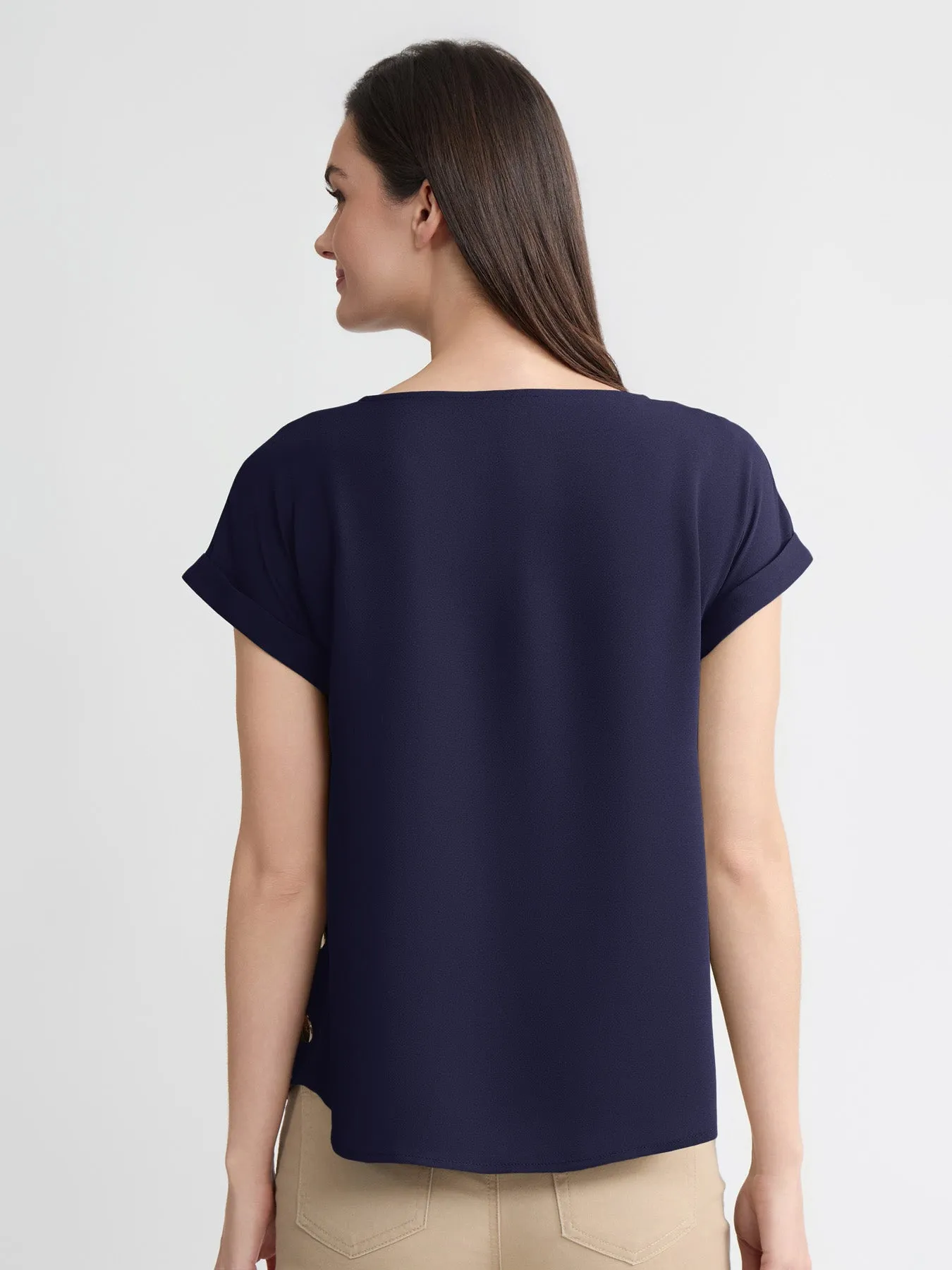Plus Side Button Blouse, Jasper Crepe sold by Jones New York product image thumbnail 4