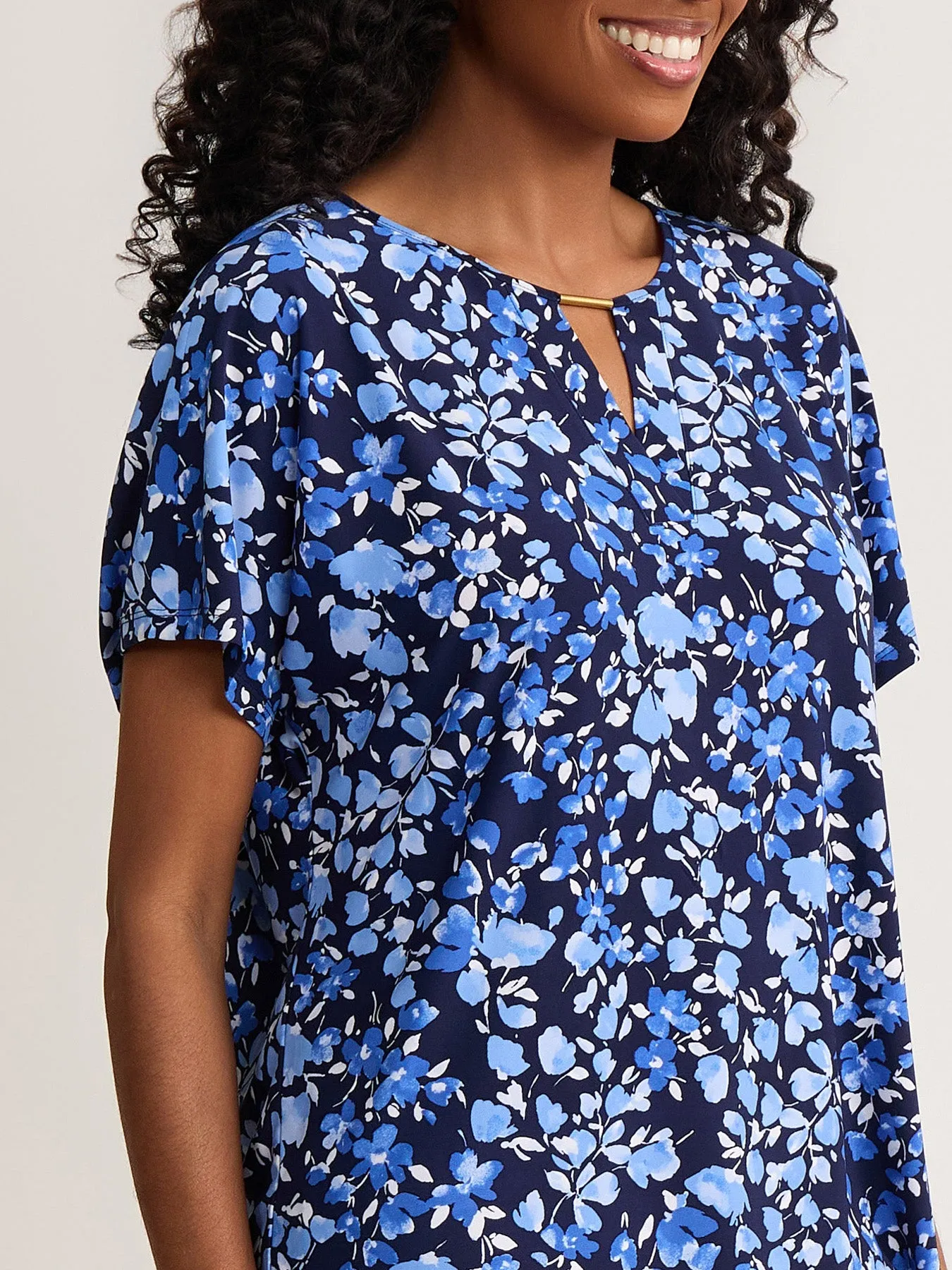 Keyhole Petal Print Top, Jersey Knit sold by Jones New York product image thumbnail 3