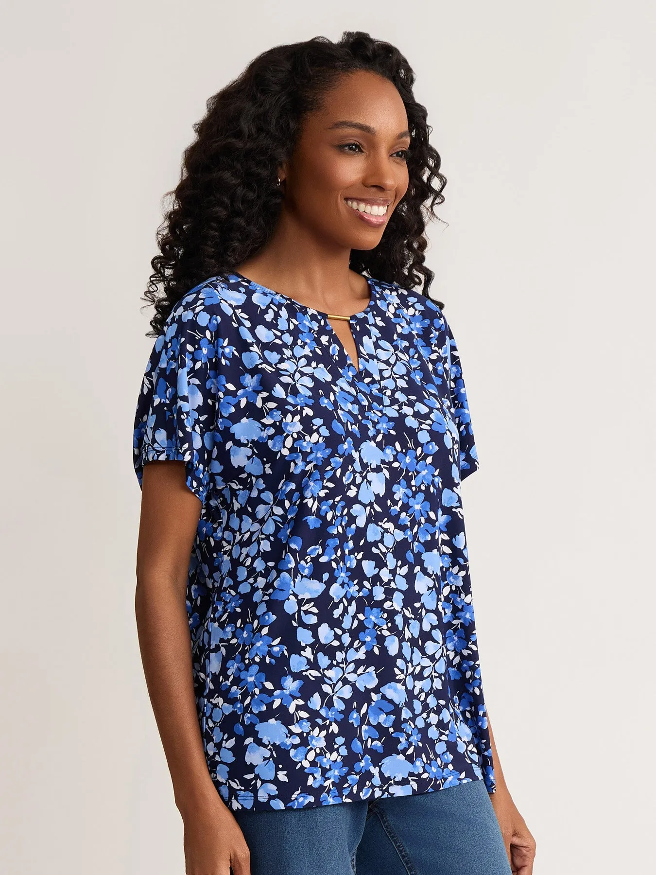 Keyhole Petal Print Top, Jersey Knit sold by Jones New York product image thumbnail 2