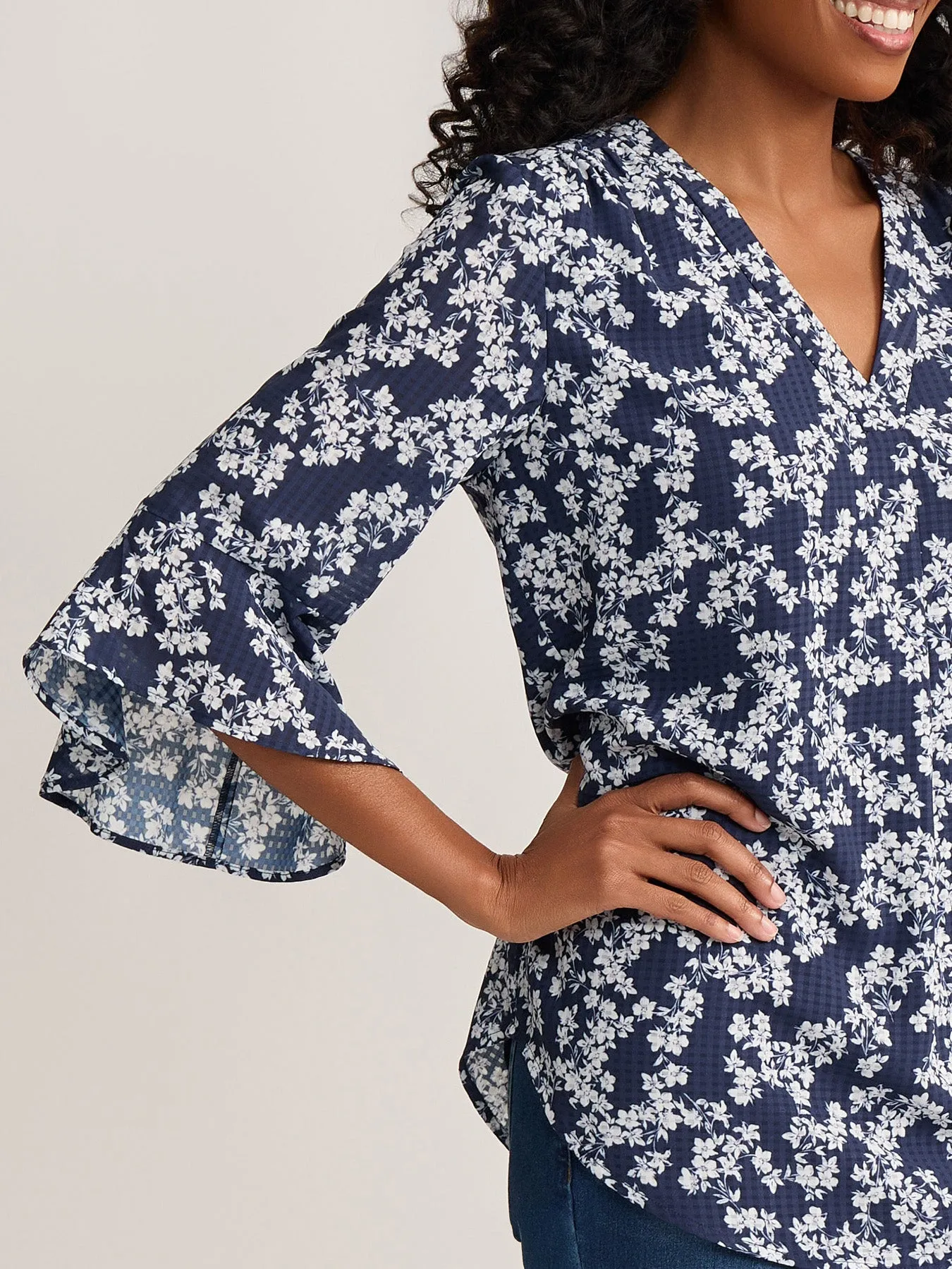 Plus Flutter Sleeve Blouse sold by Jones New York product image thumbnail 3