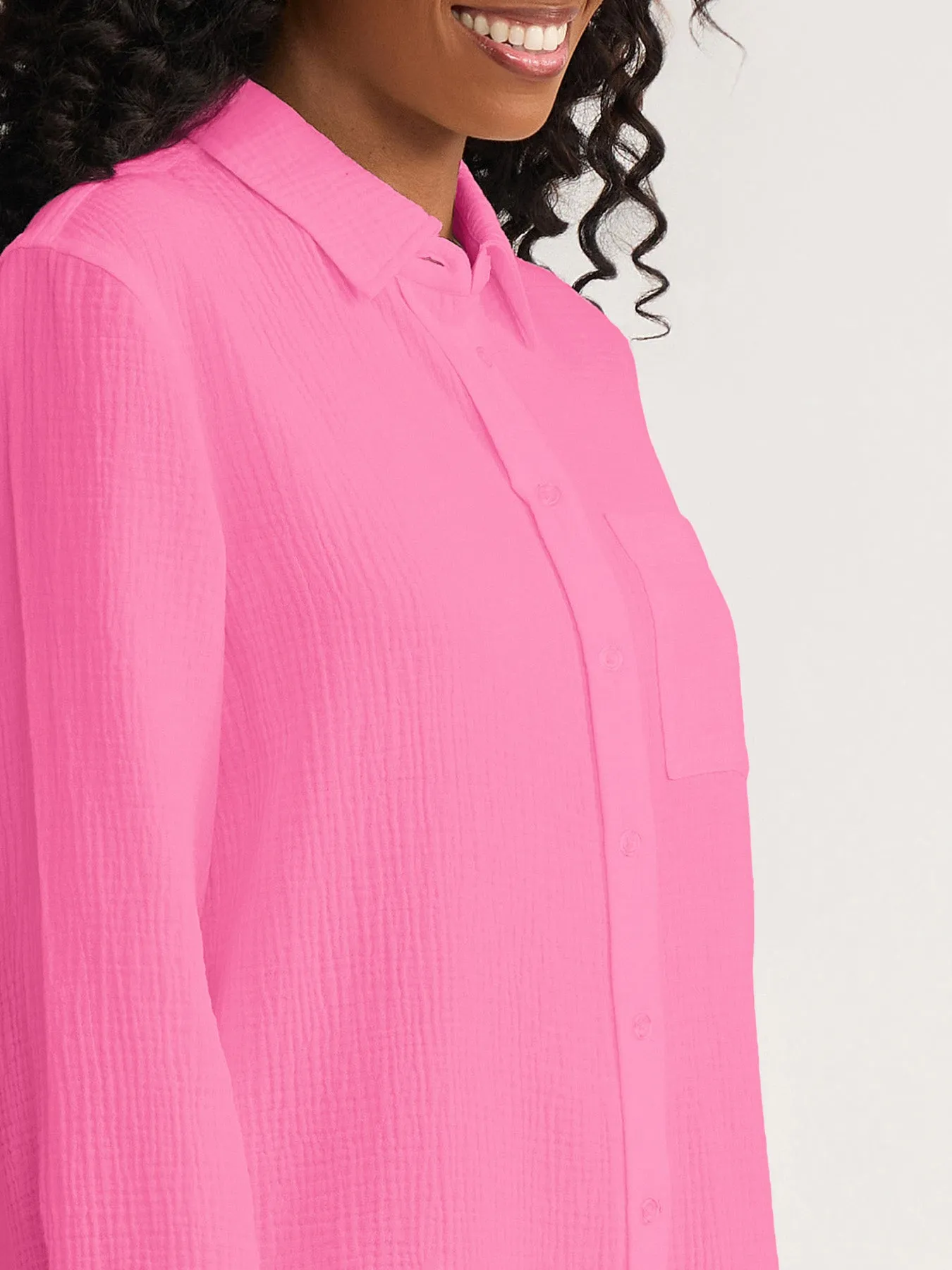 Button Front Shirt, Cotton Gauze sold by Jones New York product image thumbnail 3