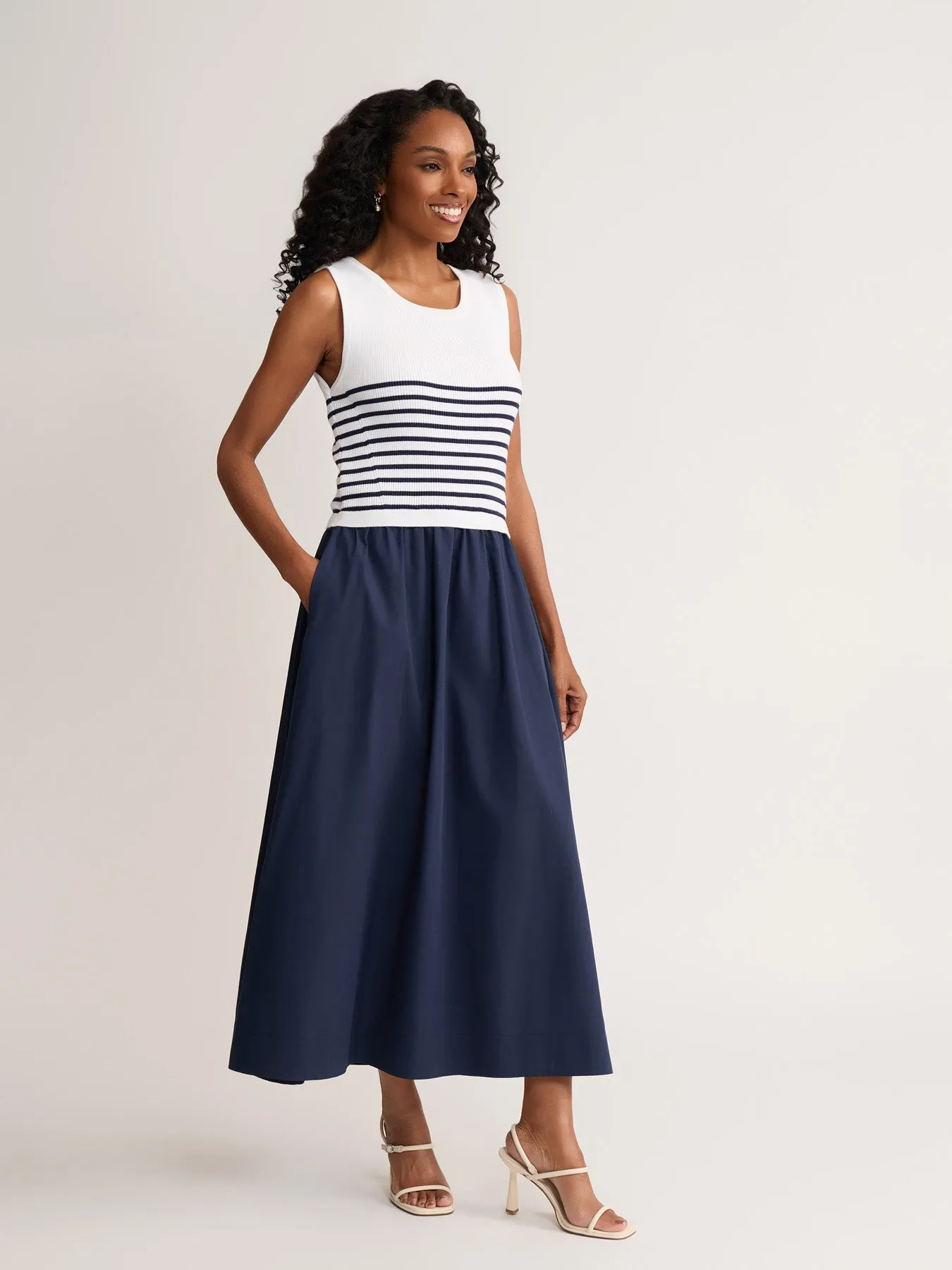 Mixed Media Striped Tank Maxi Dress sold by Jones New York product image thumbnail 3