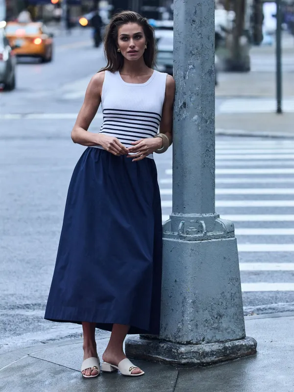 Mixed Media Striped Tank Maxi Dress made by Jones New York