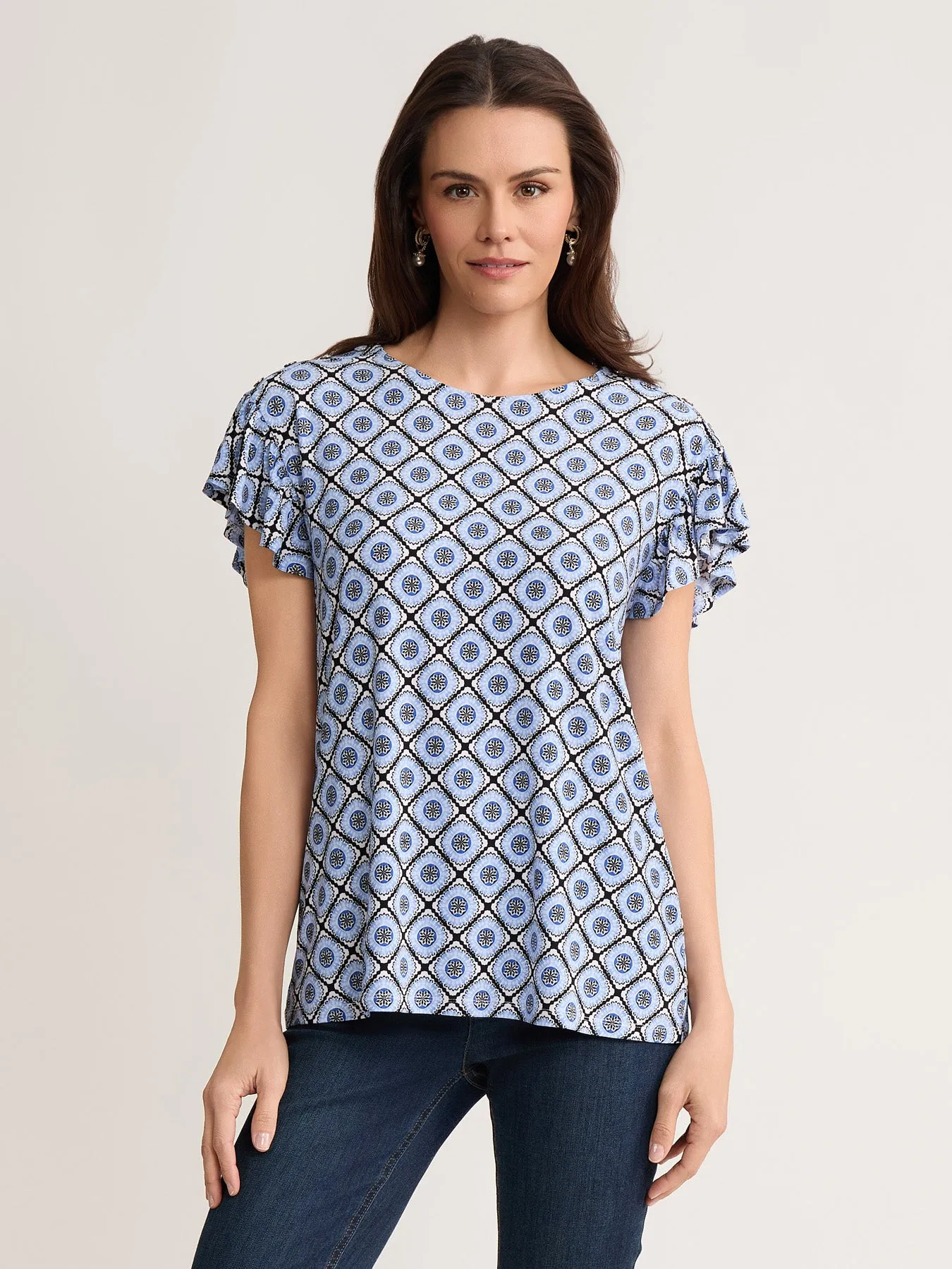Petite Flutter Sleeve Top, Jersey Knit sold by Jones New York