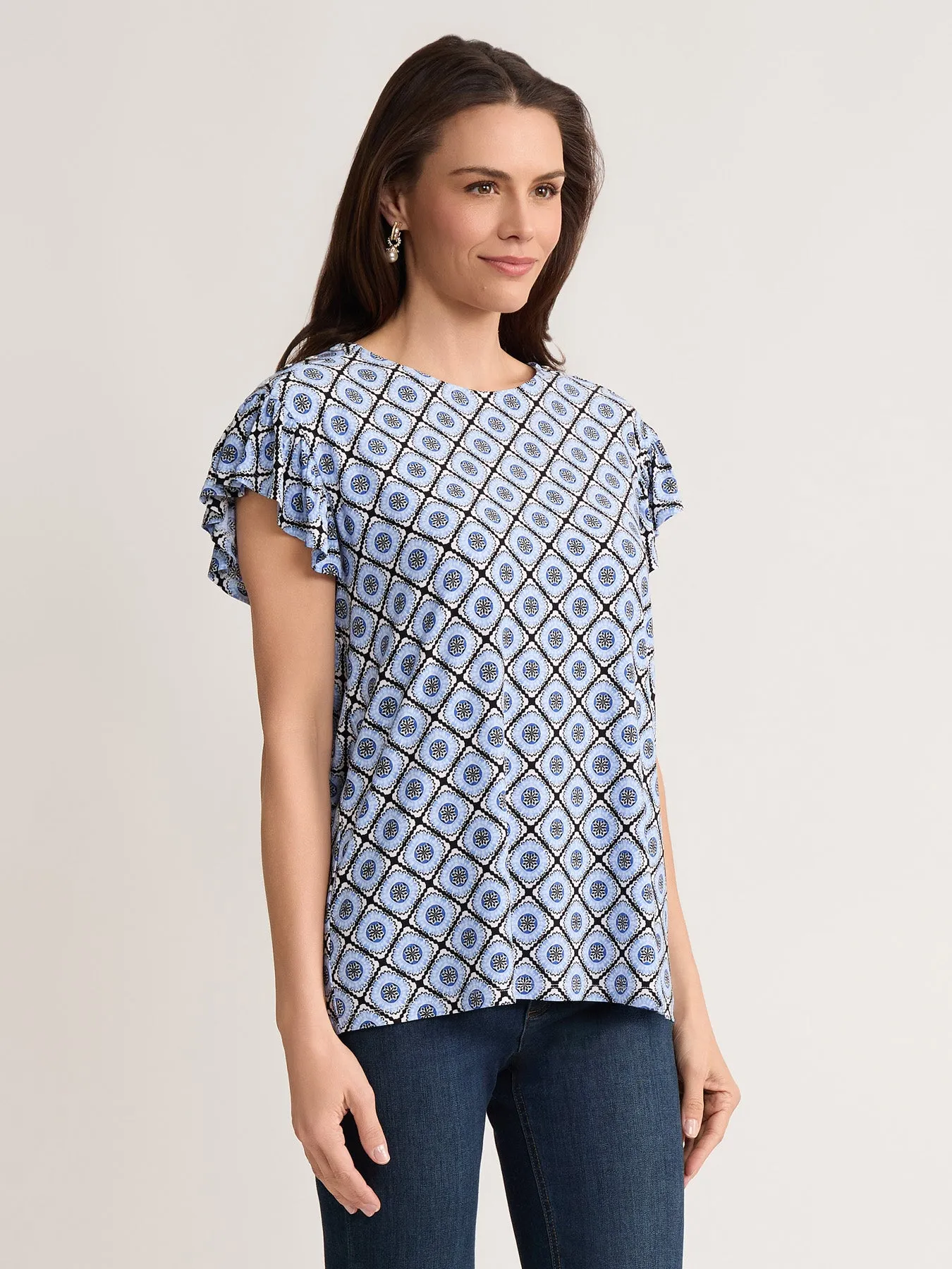 Petite Flutter Sleeve Top, Jersey Knit sold by Jones New York product image thumbnail 2