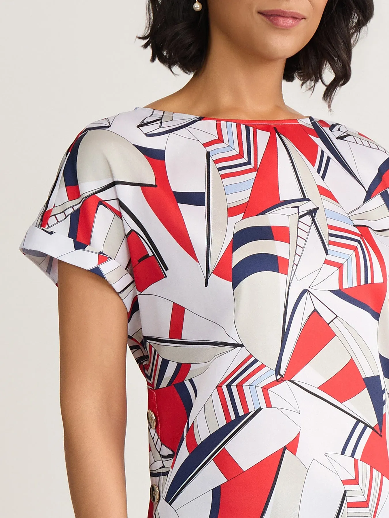 Plus Side Button Blouse, Satin Twill sold by Jones New York product image thumbnail 3