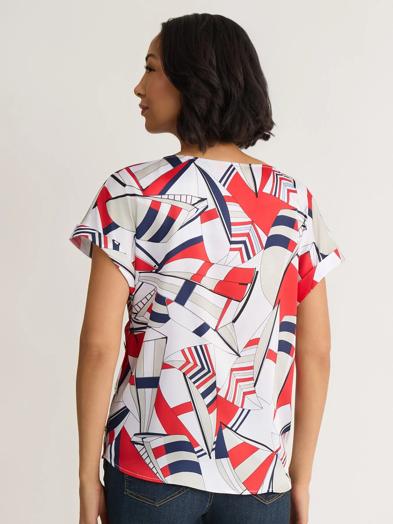 Plus Side Button Blouse, Satin Twill sold by Jones New York product image thumbnail 4