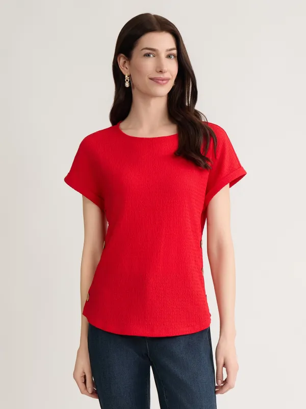 Side Button Blouse, Seabreeze Crinkle made by Jones New York