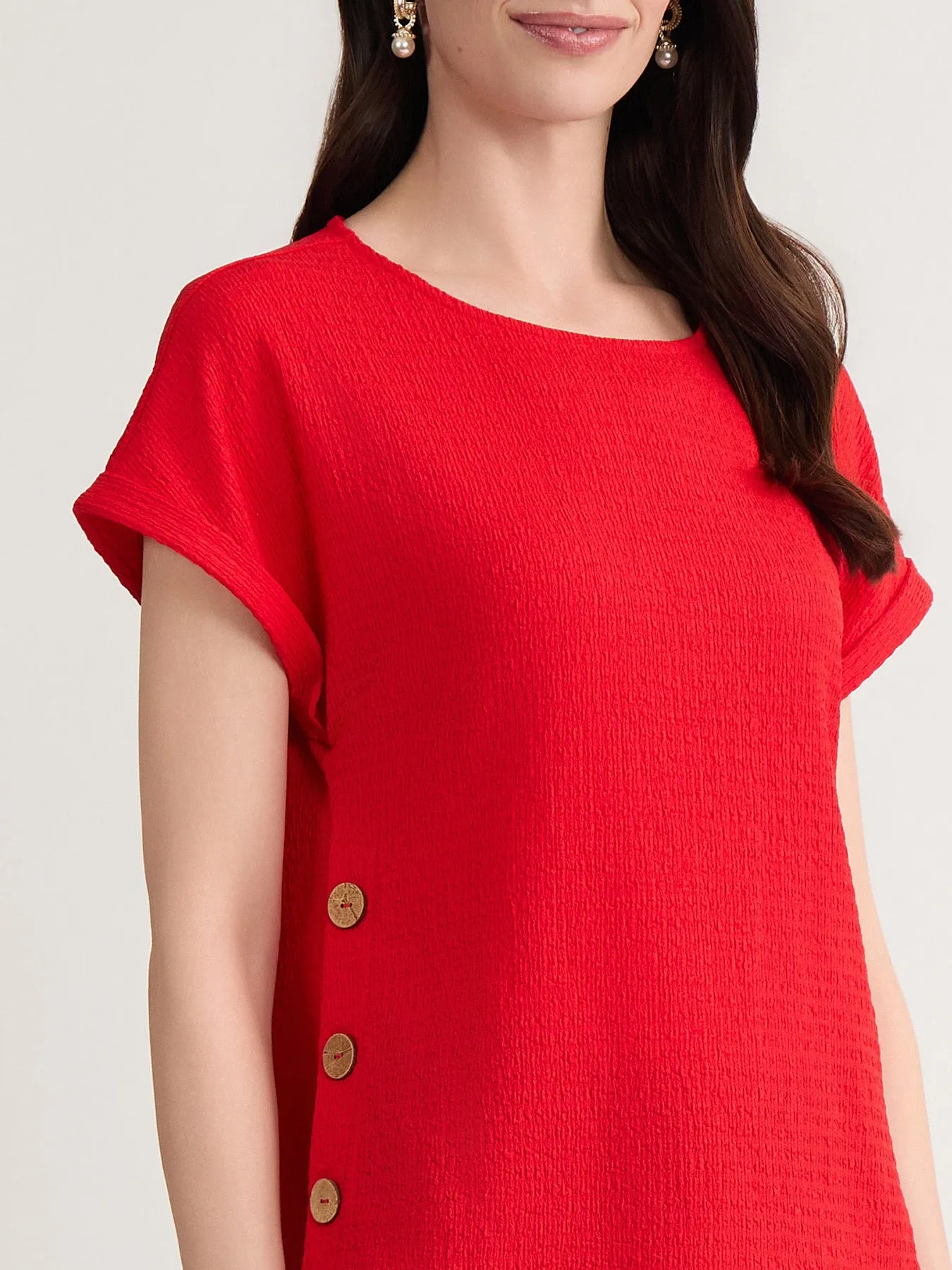 Side Button Blouse, Seabreeze Crinkle sold by Jones New York product image thumbnail 3