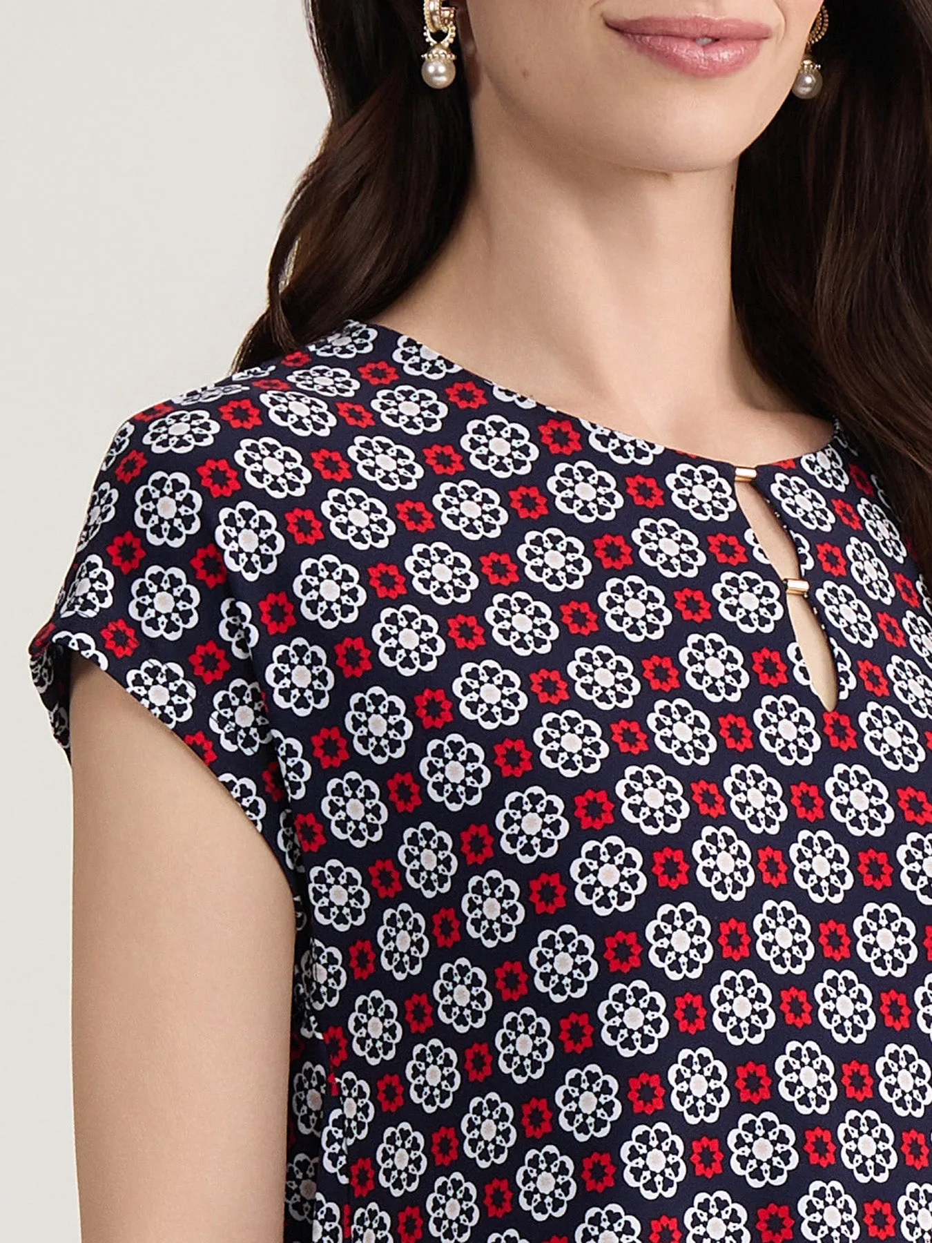 Keyhole Cap Sleeve Top, Jersey Knit sold by Jones New York product image thumbnail 3