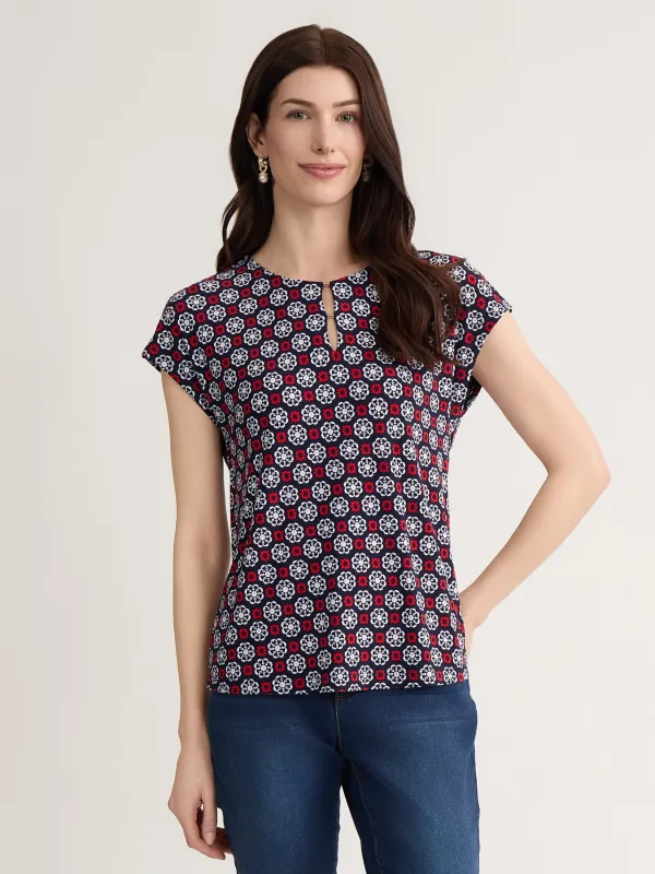 Keyhole Cap Sleeve Top, Jersey Knit made by Jones New York
