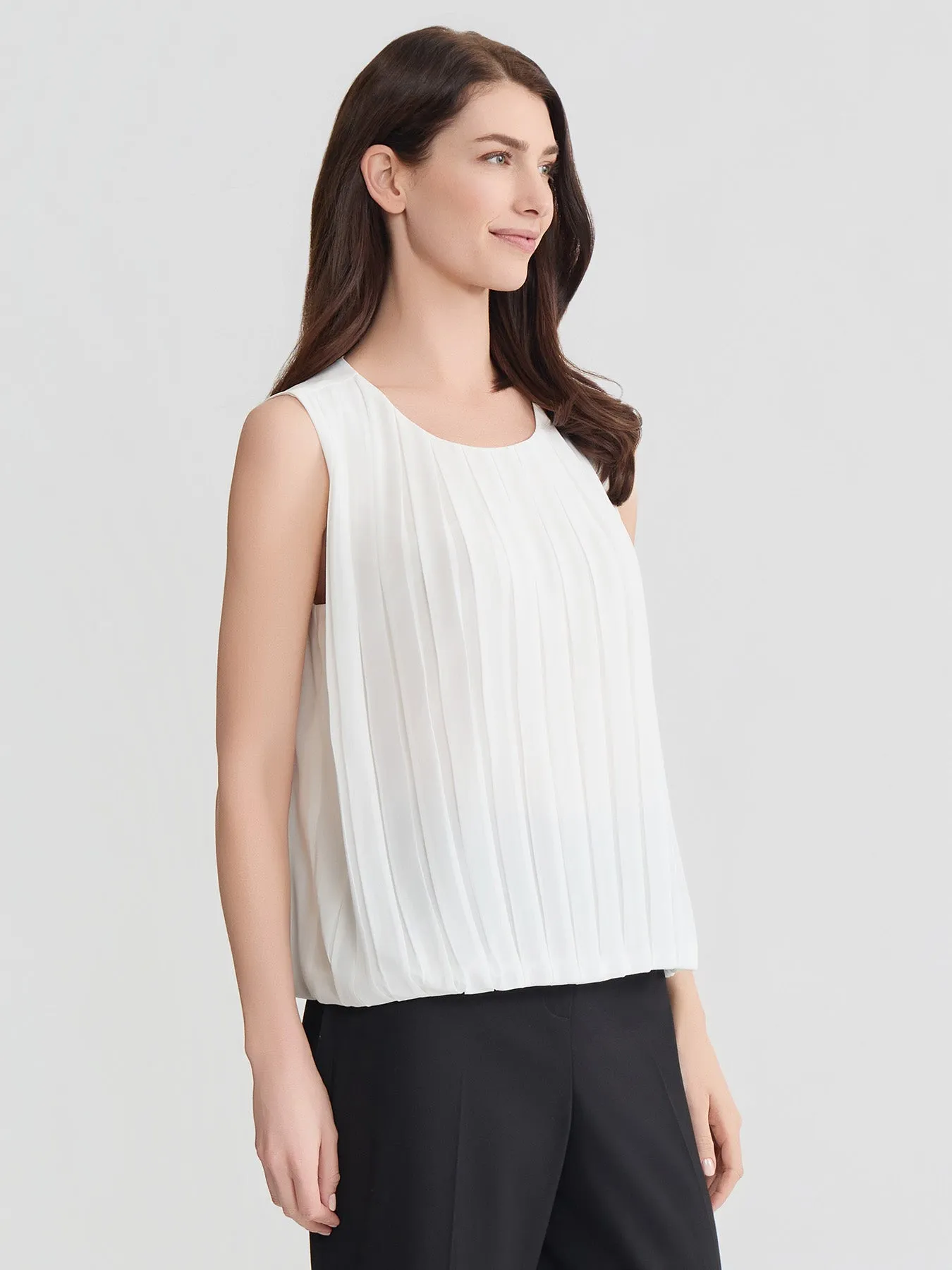 Pleated Sleeveless Blouse, Chiffon sold by Jones New York product image thumbnail 2