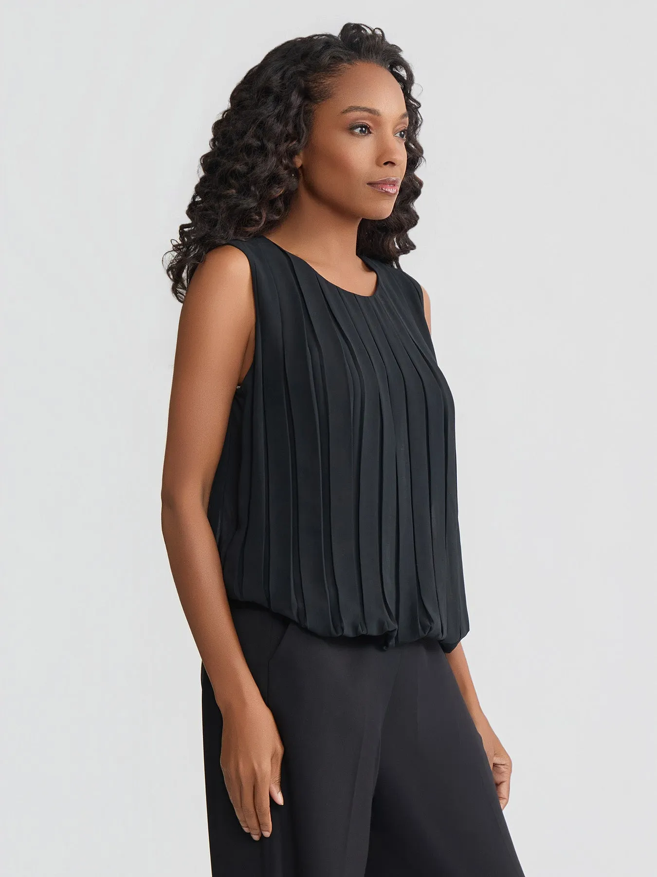 Pleated Sleeveless Blouse, Chiffon sold by Jones New York product image thumbnail 2