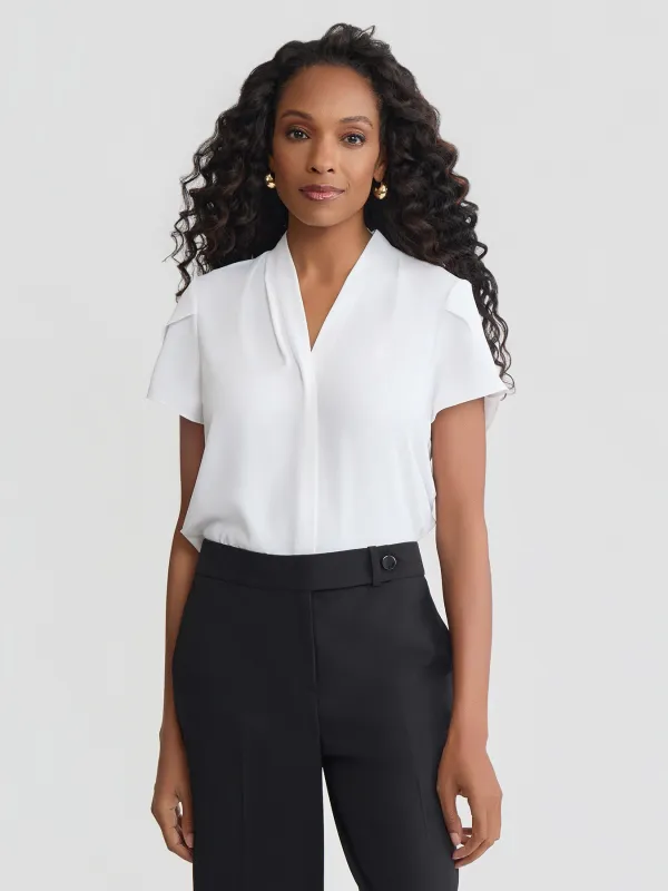 V-Neck Pleat Sleeve Blouse, Stretch Georgette made by Jones New York