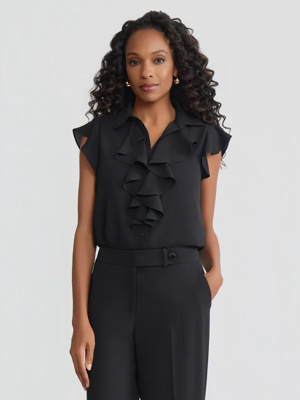 Ruffle Front Blouse, Crepe de Chine made by Jones New York