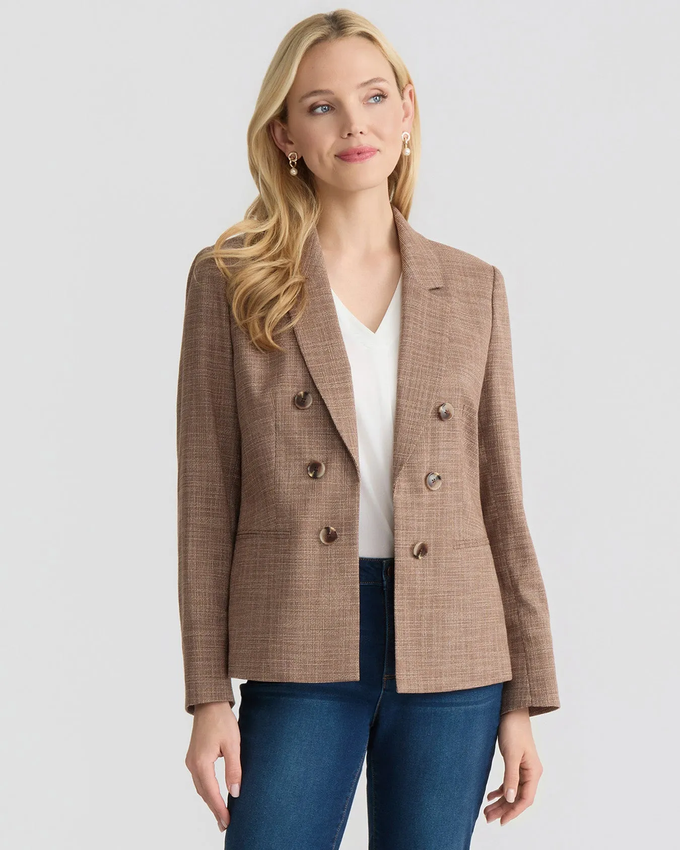 Faux Double Breasted Jacket, Basket Weave sold by Jones New York product image thumbnail 2