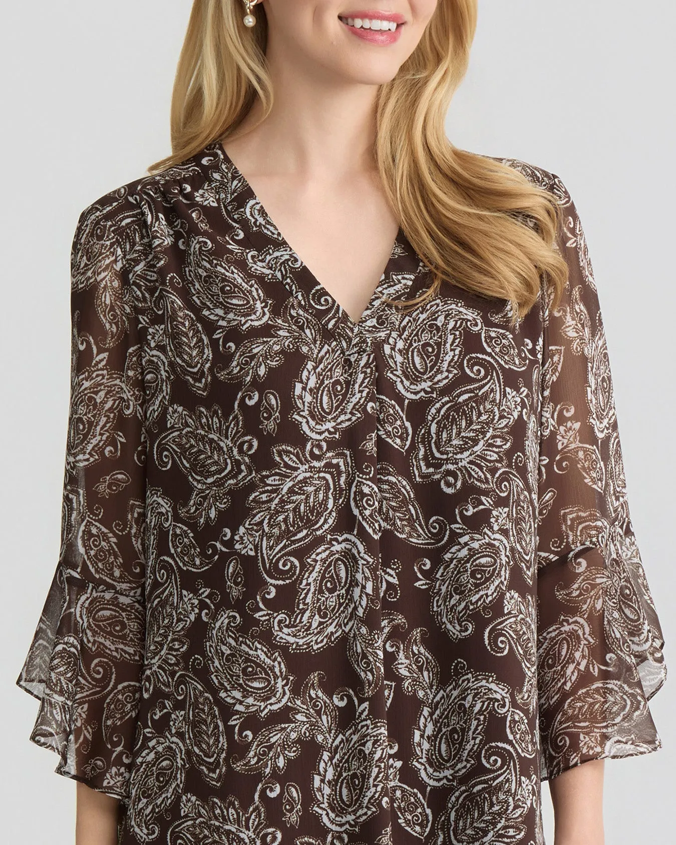 Flutter Sleeve Blouse, Printed Yoryu sold by Jones New York product image thumbnail 3