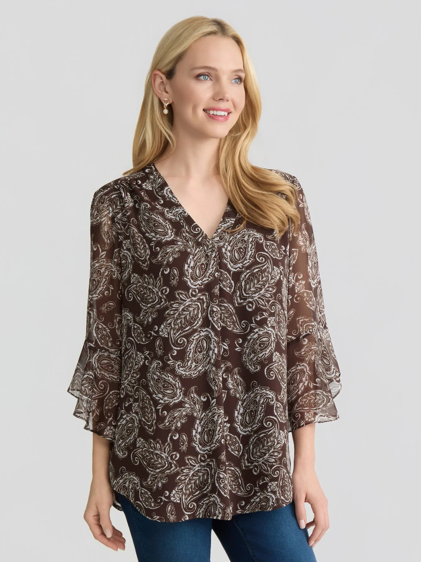 Flutter Sleeve Blouse, Printed Yoryu sold by Jones New York product image thumbnail 2