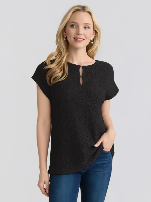 Keyhole Cap Sleeve Top, Cobble Texture made by Jones New York