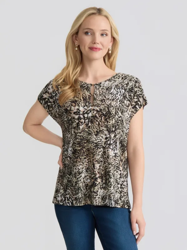 Petite Keyhole Cap Sleeve Top, Jersey Knit made by Jones New York