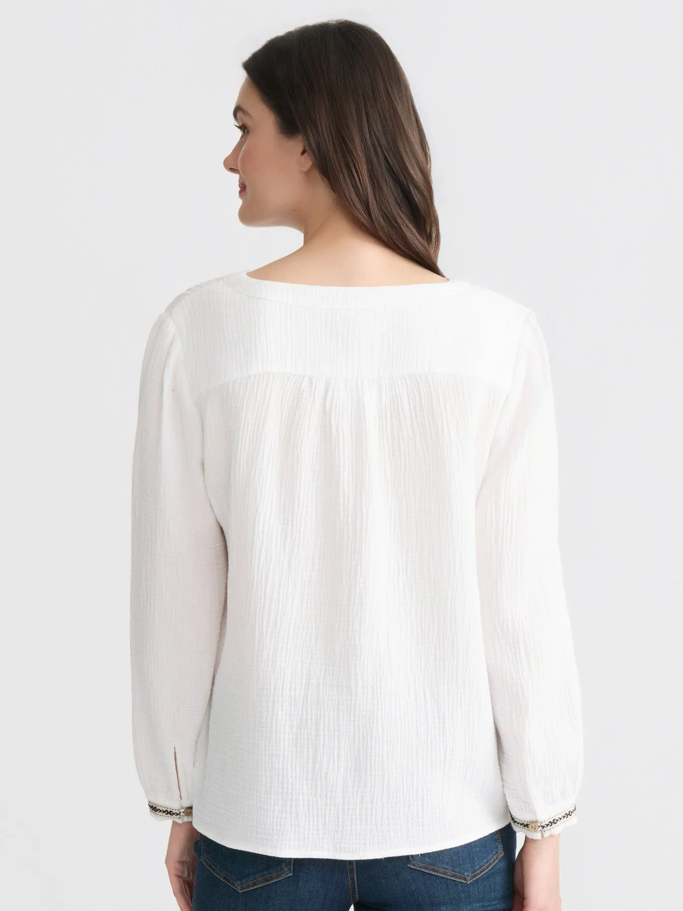 Embroidered Popover Blouse, Cotton sold by Jones New York product image thumbnail 4