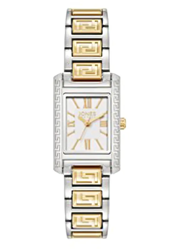 Two-Tone Rectangle Face Watch, Metal Link Band made by Jones New York