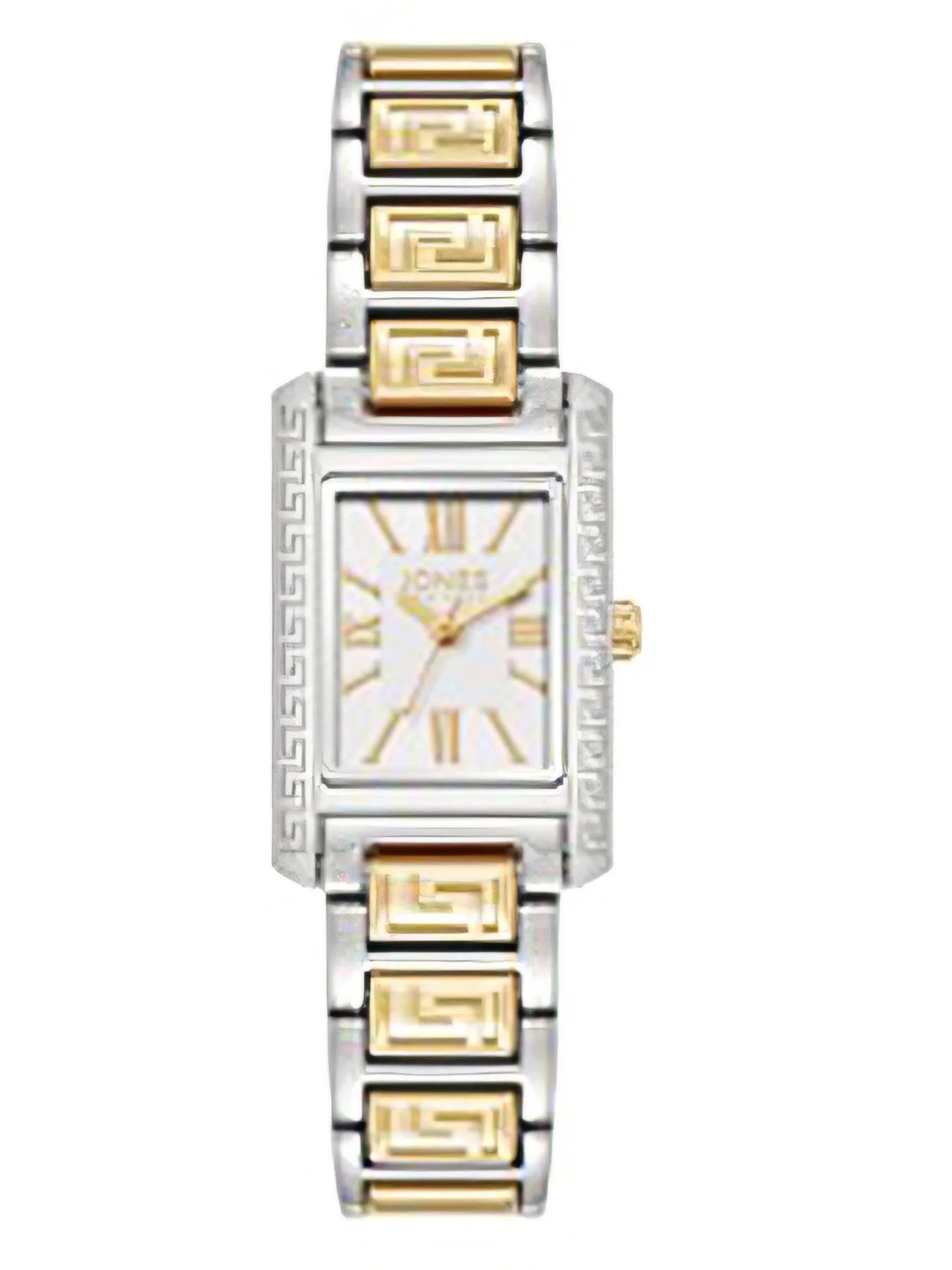 Two-Tone Rectangle Face Watch, Metal Link Band sold by Jones New York
