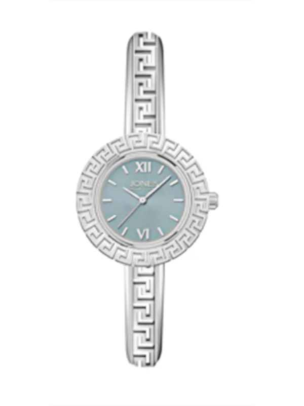 Silver Round Blue Face Watch, Metal Bracelet Band made by Jones New York