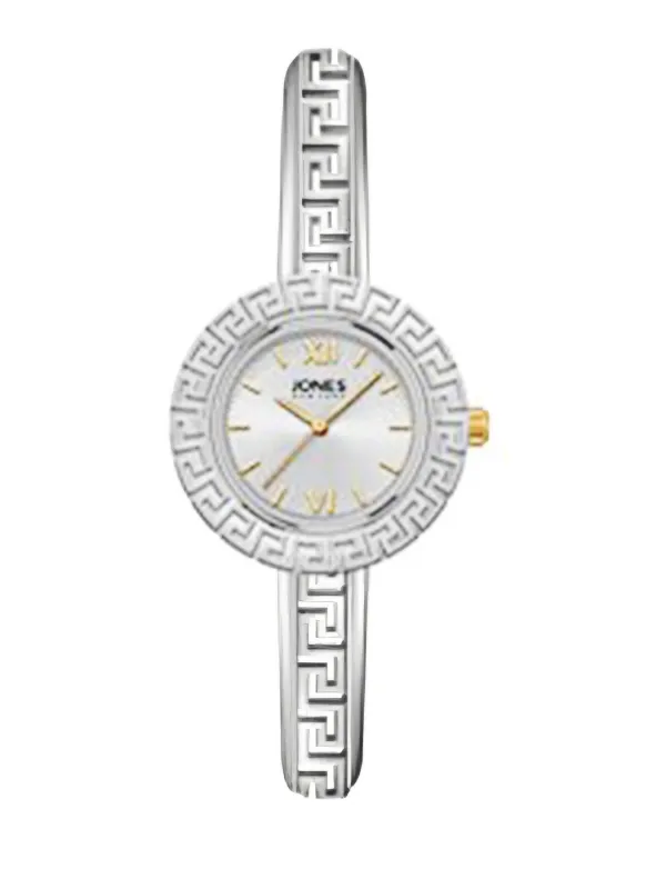 Silver Round Face Watch, Metal Bracelet Band made by Jones New York