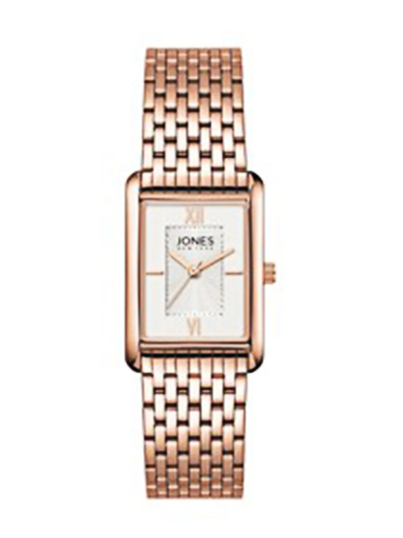 Rose Gold Rectangle Face Watch, Metal Link Band sold by Jones New York