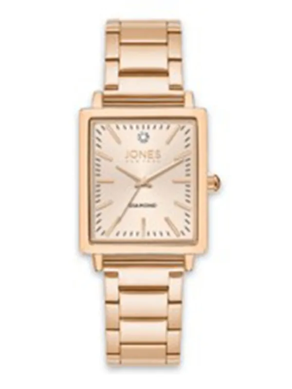 Rose Gold Square Face Watch, Metal Link Band made by Jones New York