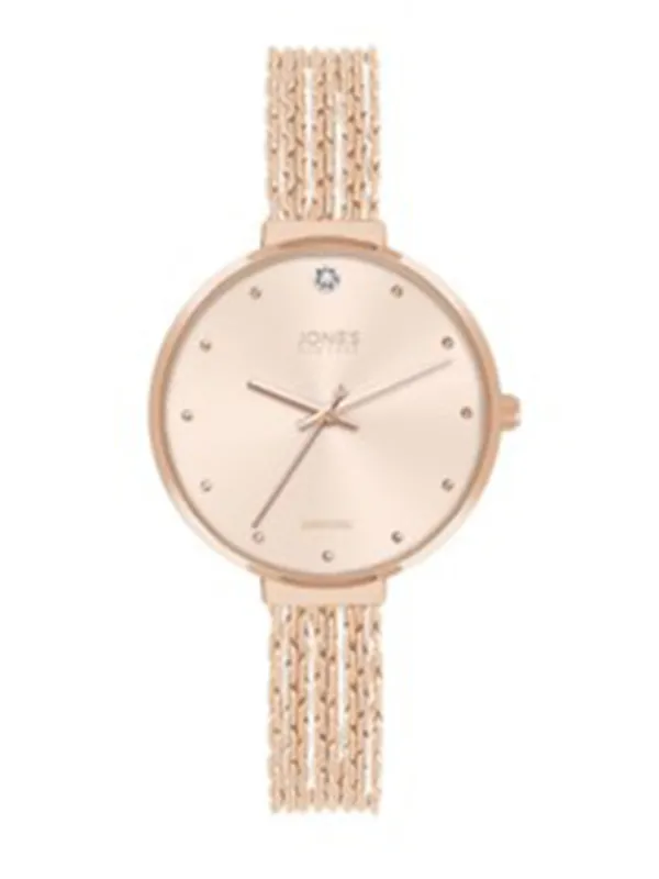 Rose Gold 3-Hand Watch, Metal Chain Link Band made by Jones New York