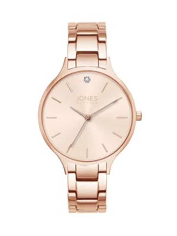 Rose Gold 3-Hand Watch, Metal Link Band made by Jones New York