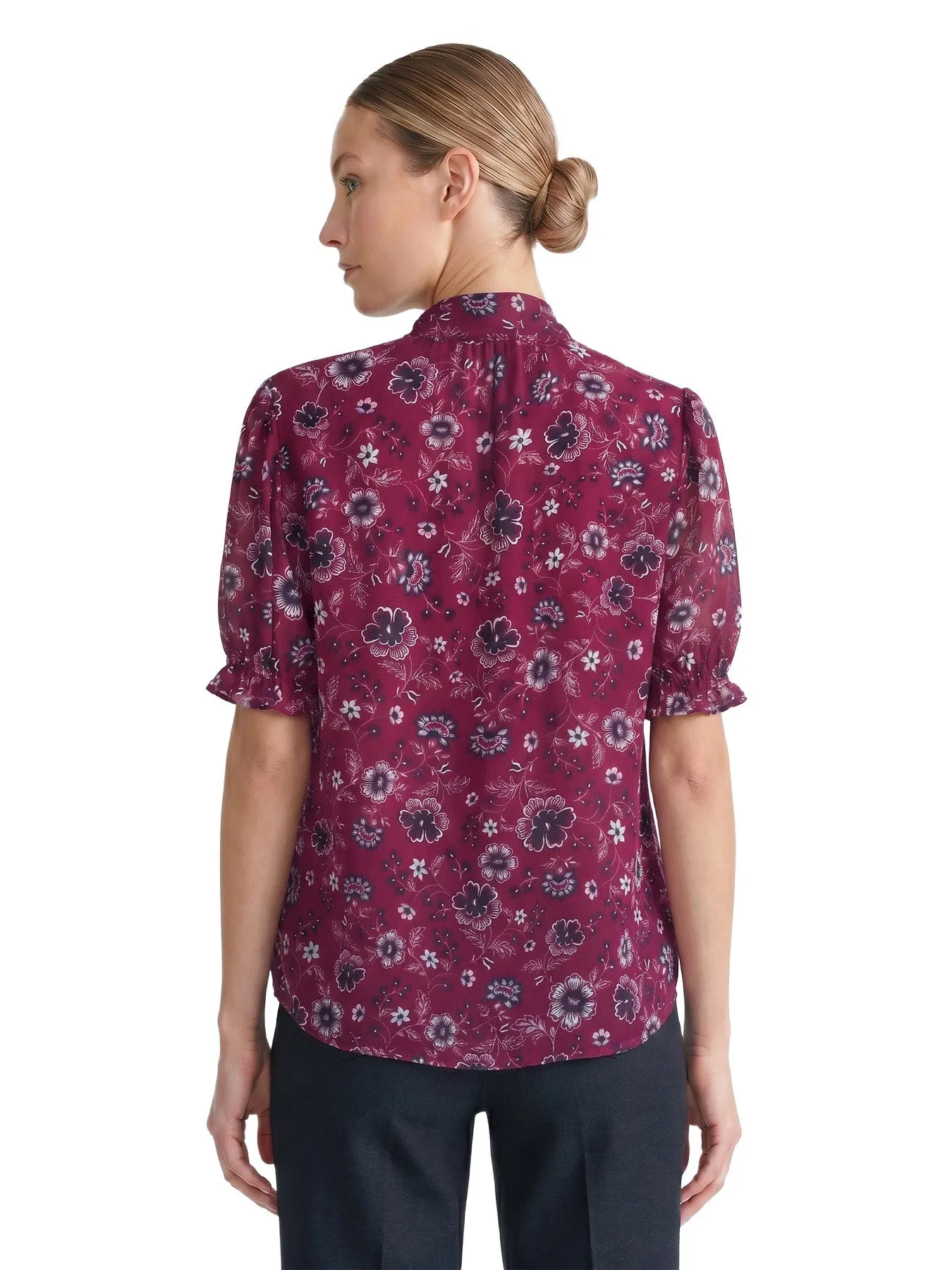 Petite Floral Tie-Neck Blouse, Printed Crepe sold by Jones New York product image thumbnail 5