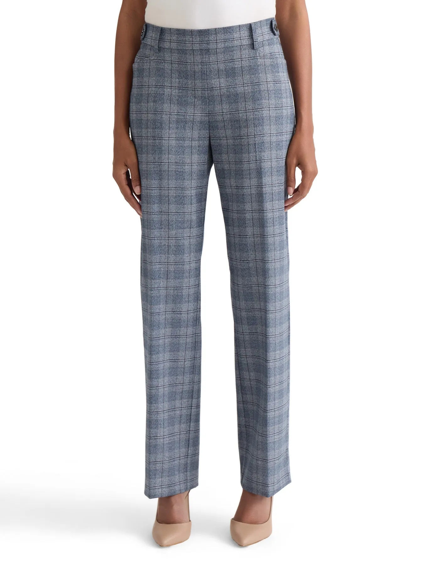 Pull-on Button Tab Pants, Plaid sold by Jones New York