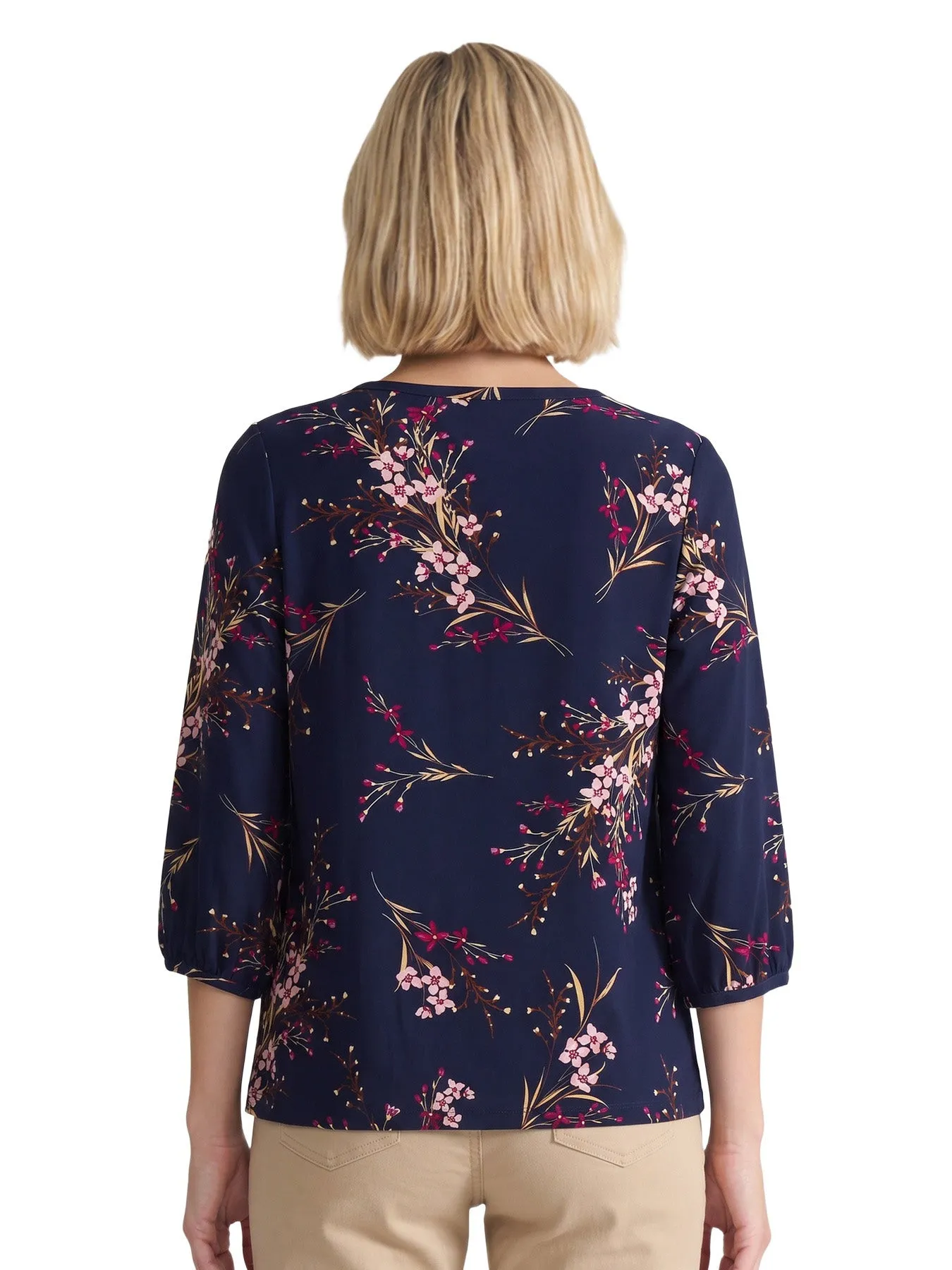 Petite Button Shoulder Top, Printed Jersey Knit sold by Jones New York product image thumbnail 3