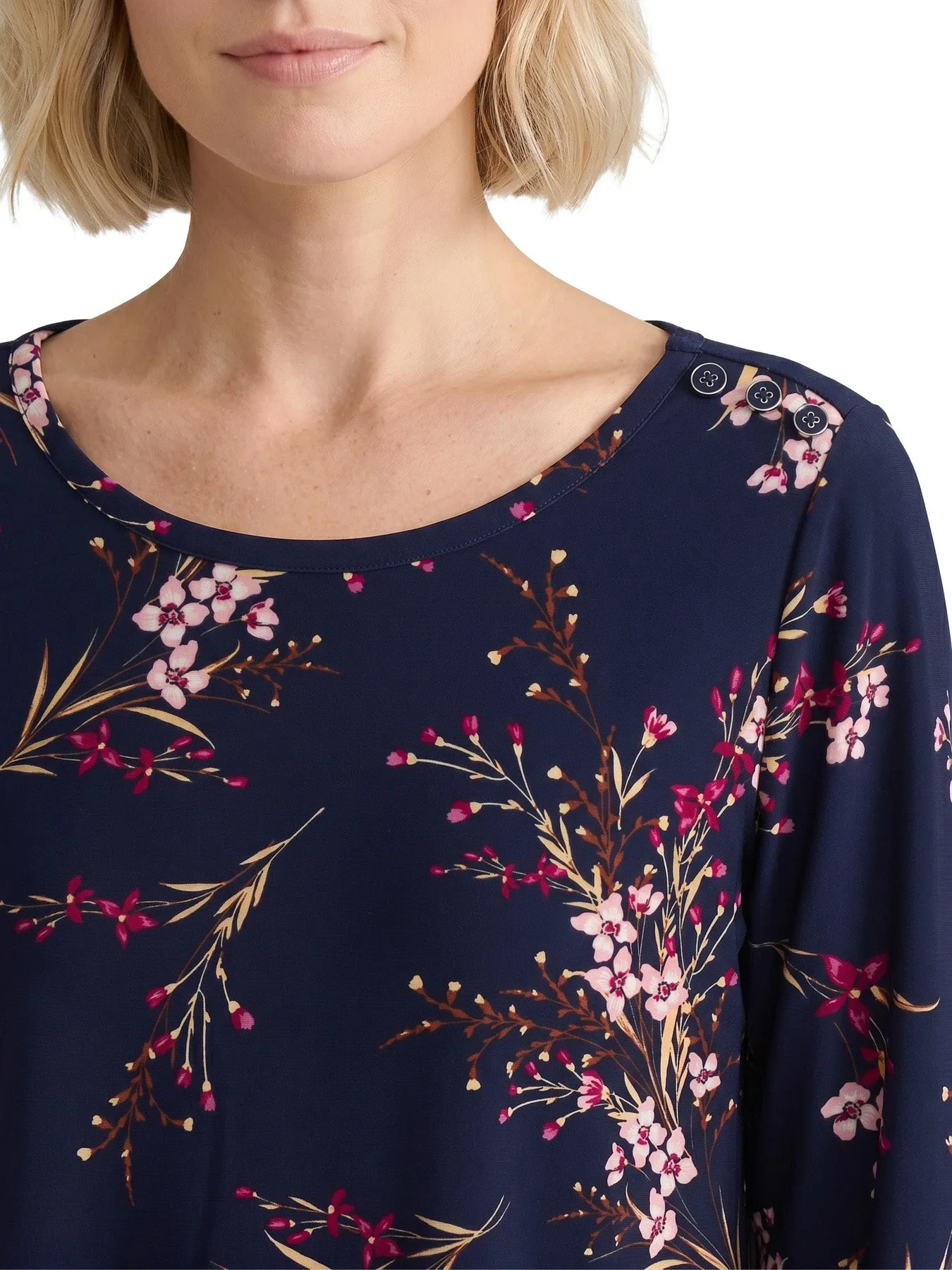 Petite Button Shoulder Top, Printed Jersey Knit sold by Jones New York product image thumbnail 4