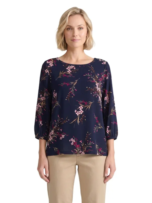 Petite Button Shoulder Top, Printed Jersey Knit made by Jones New York