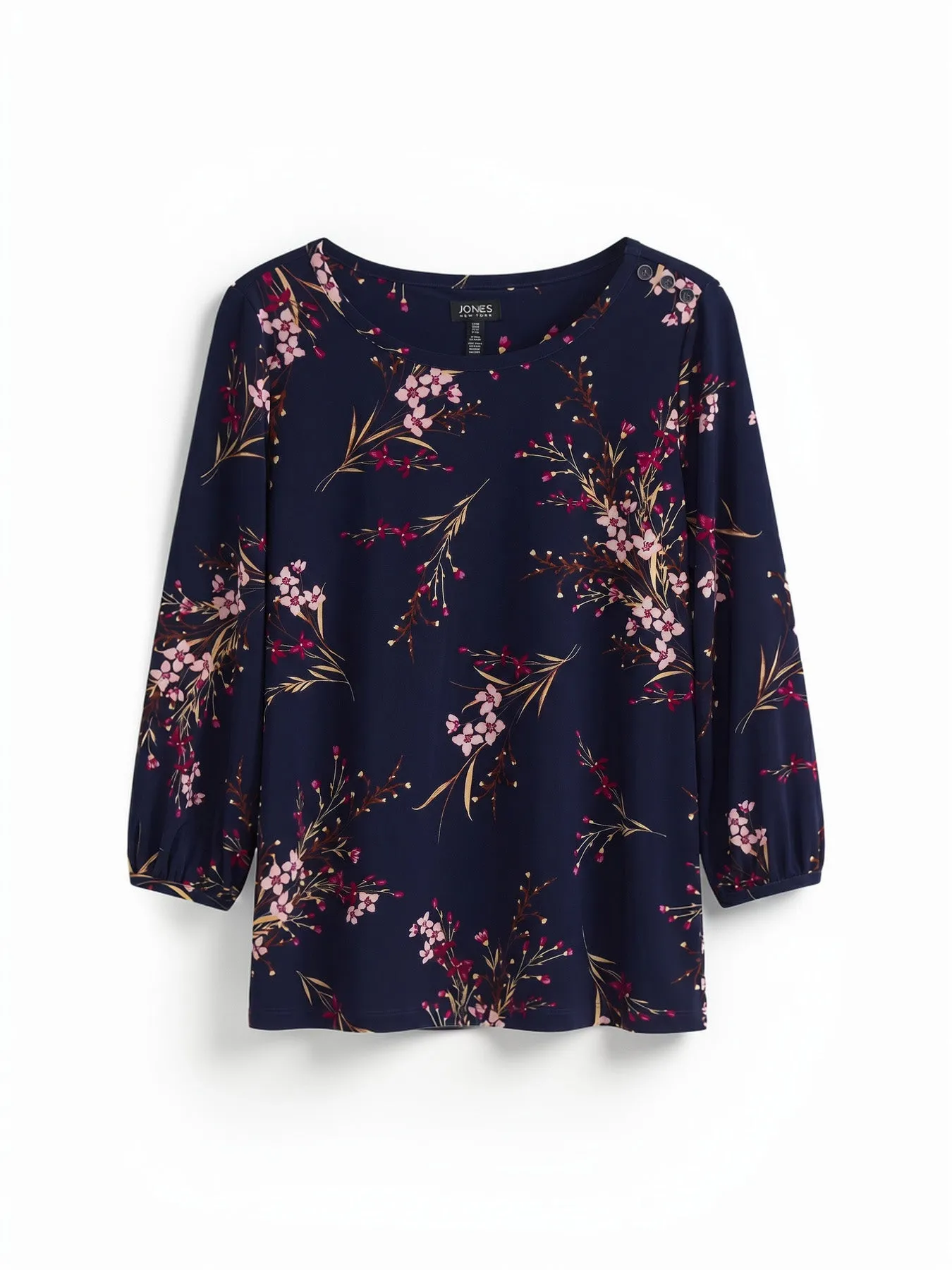 Petite Button Shoulder Top, Printed Jersey Knit sold by Jones New York product image thumbnail 5