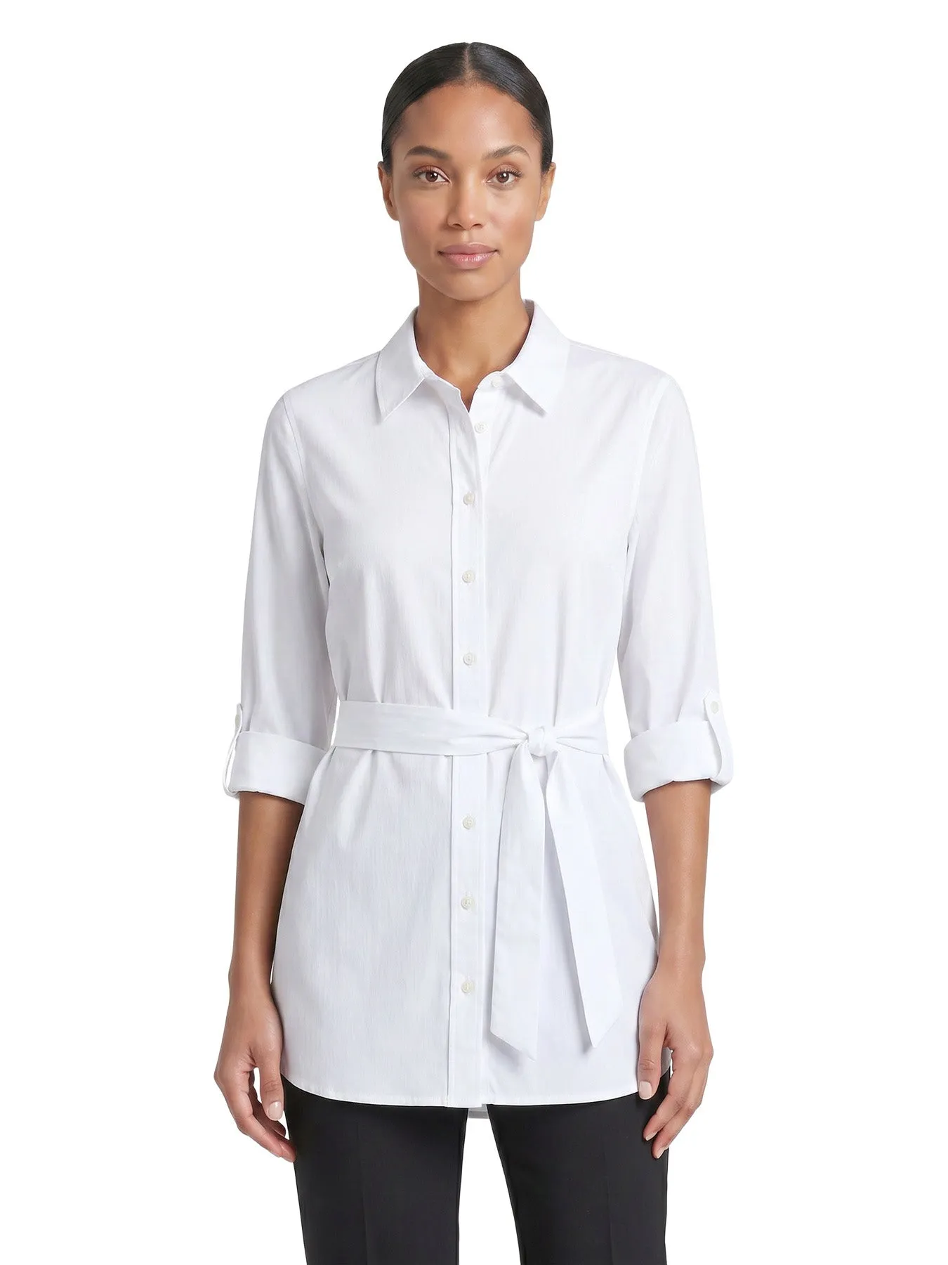 Belted Button Front Tunic, Cotton Poplin sold by Jones New York